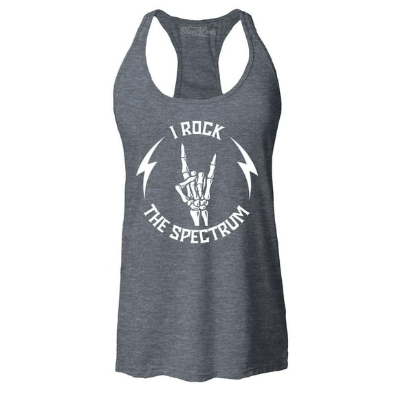 Shop4Ever Women's I Rock The Spectrum Skeleton Skull Racerback Tank Top Large Charcoal