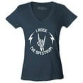 thumbnail image 1 of Shop4Ever Women's I Rock The Spectrum Skeleton Skull Slim Fit V-Neck T-Shirt X-Large Charcoal, 1 of 5
