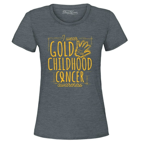 Shop4Ever Women's I Wear Gold for Childhood Cancer Awareness Graphic T-Shirt XXX-Large Dark Heather