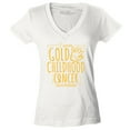 thumbnail image 1 of Shop4Ever Women's I Wear Gold for Childhood Cancer Awareness Slim Fit V-Neck T-Shirt Large White, 1 of 5