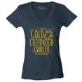thumbnail image 1 of Shop4Ever Women's I Wear Gold for Childhood Cancer Awareness Slim Fit V-Neck T-Shirt XX-Large Charcoal, 1 of 5