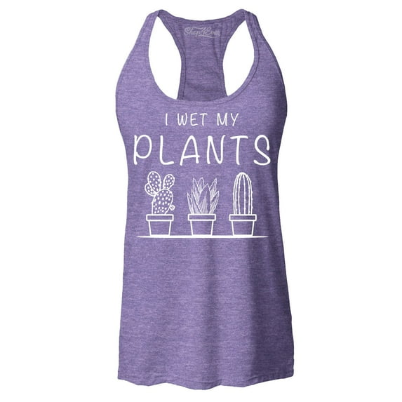 Shop4Ever Women's I Wet My Plants Racerback Tank Top Large Purple