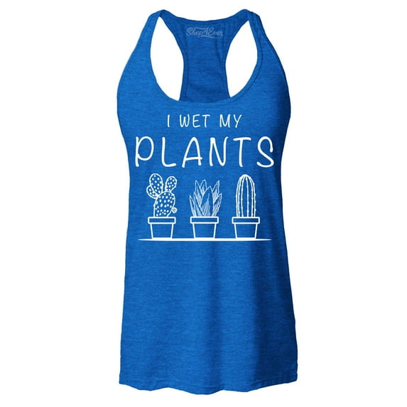 Shop4Ever Women's I Wet My Plants Racerback Tank Top Medium Royal Blue