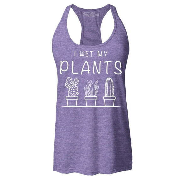 Shop4Ever Women's I Wet My Plants  Racerback Tank Top X-Large Purple