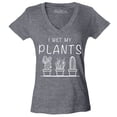 thumbnail image 1 of Shop4Ever Women's I Wet My Plants  Slim Fit V-Neck T-Shirt Small Heather Charcoal, 1 of 5
