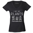 thumbnail image 1 of Shop4Ever Women's I Wet My Plants  Slim Fit V-Neck T-Shirt X-Large Black, 1 of 5