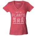 thumbnail image 1 of Shop4Ever Women's I Wet My Plants  Slim Fit V-Neck T-Shirt X-Small Heather Red, 1 of 5