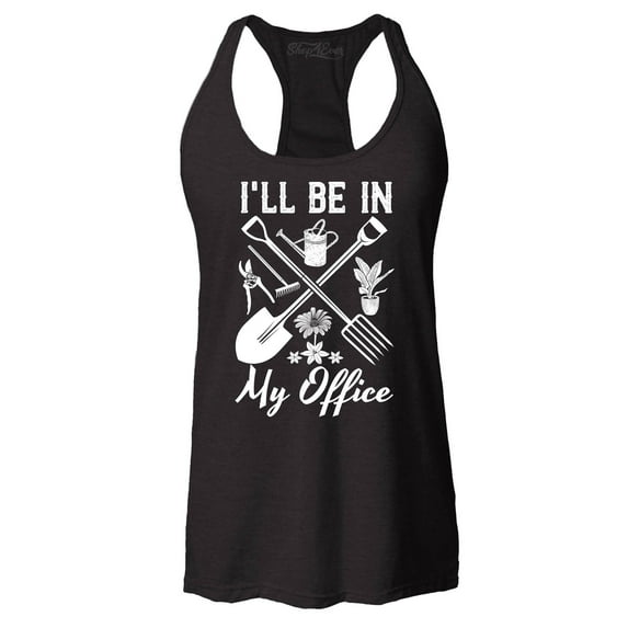 Shop4Ever Women's I'll Be in My Office Gardening Plant Lover Racerback Tank Top XX-Large Black