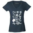 thumbnail image 1 of Shop4Ever Women's I'll Be in My Office Gardening Plant Lover Slim Fit V-Neck T-Shirt Large Charcoal, 1 of 5