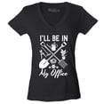 thumbnail image 1 of Shop4Ever Women's I'll Be in My Office Gardening Plant Lover Slim Fit V-Neck T-Shirt X-Small Black, 1 of 5