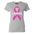 thumbnail image 1 of Shop4Ever Women's I'm A Survivor Breast Cancer Awareness Graphic T-Shirt Small Sports Grey, 1 of 5