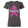 thumbnail image 1 of Shop4Ever Women's I'm A Survivor Breast Cancer Awareness Graphic T-Shirt XXX-Large Charcoal, 1 of 5