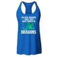 thumbnail image 1 of Shop4Ever Women's I'm Here Because I was Told There Would Be Dragons Racerback Tank Top Small Royal Blue, 1 of 5