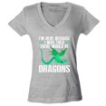 thumbnail image 1 of Shop4Ever Women's I'm Here Because I was Told There Would Be Dragons Slim Fit V-Neck T-Shirt XX-Large Sports Grey, 1 of 5
