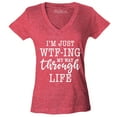 thumbnail image 1 of Shop4Ever Women's I'm Just WTF-ing My Way Through Life Slim Fit V-Neck T-Shirt X-Large Heather Red, 1 of 5