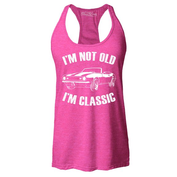 Shop4Ever Women's I'm Not Old I'm Classic Racerback Tank Top Small Fuchsia