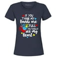 thumbnail image 1 of Shop4Ever Women's  If You Think My Hands are Full Heart Autism Graphic T-Shirt Medium Navy, 1 of 5