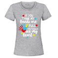 thumbnail image 1 of Shop4Ever Women's  If You Think My Hands are Full Heart Autism Graphic T-Shirt XXX-Large Sports Grey, 1 of 5