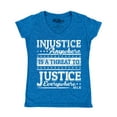 thumbnail image 1 of Shop4Ever Women's Injustice Anywhere is a Threat to Justice MLK Slim Fit V-Neck T-Shirt Small Heather Royal Blue, 1 of 5