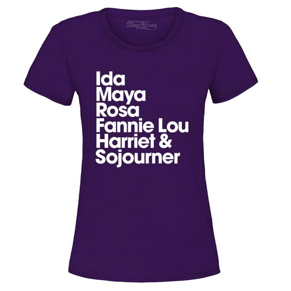 Shop4Ever Women's Inspirational Black Women Leaders Graphic T-Shirt Large Purple