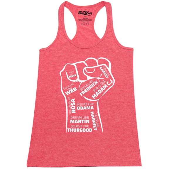 Shop4Ever Women's Inspiring Black Leaders Fist Racerback Tank Top Medium Red