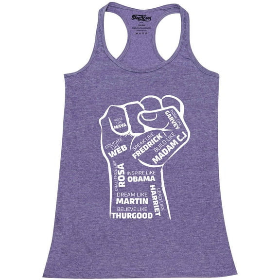Shop4Ever Women's Inspiring Black Leaders Fist Racerback Tank Top X-Large Purple