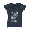 thumbnail image 1 of Shop4Ever Women's Inspiring Black Leaders Fist Slim Fit V-Neck T-Shirt X-Large Charcoal, 1 of 5