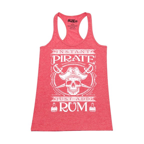Shop4Ever Women's Instant Pirate Just Add Rum Racerback Tank Top Large Red
