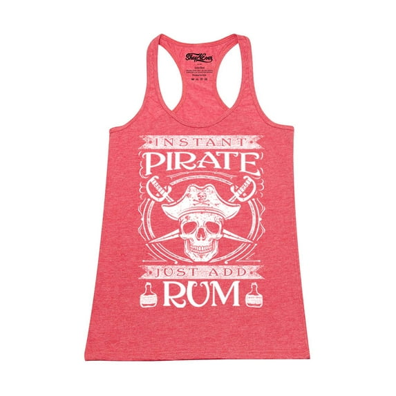 Shop4Ever Women's Instant Pirate Just Add Rum Racerback Tank Top Medium Red