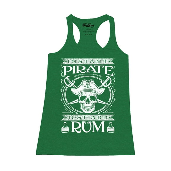 Shop4Ever Women's Instant Pirate Just Add Rum Racerback Tank Top X-Large Kelly Green