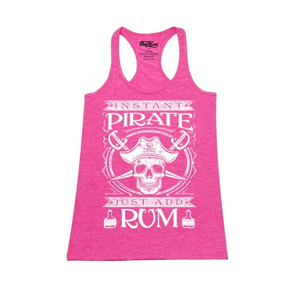 Shop4Ever Women's Instant Pirate Just Add Rum Racerback Tank Top XX-Large Fuchsia