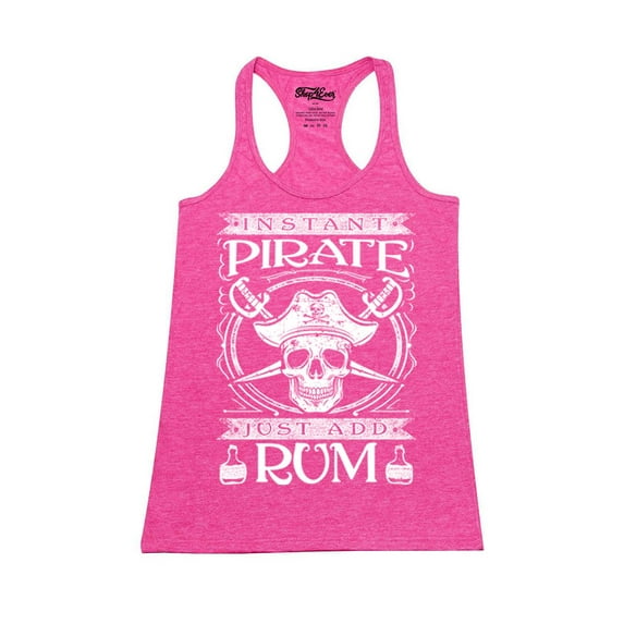 Shop4Ever Women's Instant Pirate Just Add Rum Racerback Tank Top XX-Large Fuchsia