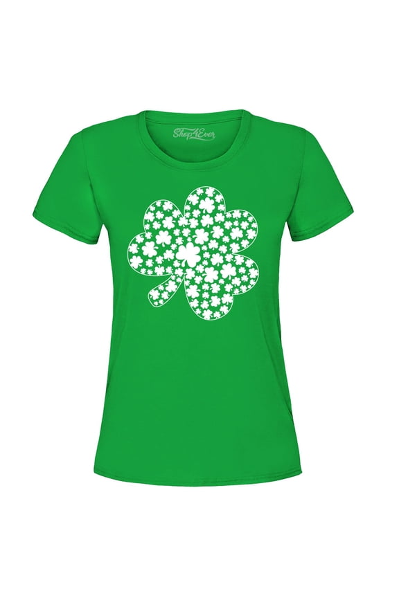 Women's Irish Shamrock Clover Cloud St. Patrick's Day Graphic T-Shirt Small Irish Green