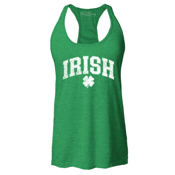 Shop4Ever Women's Irish Shamrock St. Patrick's Day Racerback Tank Top Medium Kelly Green