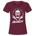 thumbnail image 1 of Shop4Ever Women's It's Never Too Early for Halloween Skull Skeleton Graphic T-Shirt Large Maroon, 1 of 5