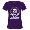 thumbnail image 1 of Shop4Ever Women's It's Never Too Early for Halloween Skull Skeleton Graphic T-Shirt Small Purple, 1 of 5