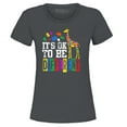 thumbnail image 1 of Shop4Ever Women's It's OK to Be Different Autism Awareness Giraffe Graphic T-Shirt X-Large Charcoal, 1 of 5