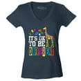 thumbnail image 1 of Shop4Ever Women's It's OK to Be Different Autism Awareness Giraffe Slim Fit V-Neck T-Shirt Large Charcoal, 1 of 5
