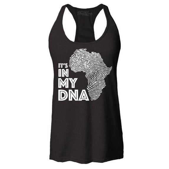 Shop4Ever Women's It's in My DNA African Pride Racerback Tank Top Medium Black