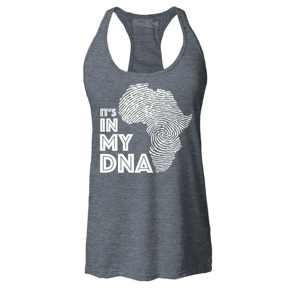 Shop4Ever Women's It's in My DNA African Pride Racerback Tank Top X-Large Charcoal