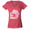 thumbnail image 1 of Shop4Ever Women's It's in My DNA African Pride Slim Fit V-Neck T-Shirt Large Heather Red, 1 of 5