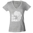 thumbnail image 1 of Shop4Ever Women's It's in My DNA African Pride Slim Fit V-Neck T-Shirt Medium Sports Grey, 1 of 5