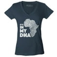 thumbnail image 1 of Shop4Ever Women's It's in My DNA African Pride Slim Fit V-Neck T-Shirt Small Charcoal, 1 of 5