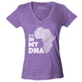 thumbnail image 1 of Shop4Ever Women's It's in My DNA African Pride Slim Fit V-Neck T-Shirt X-Large Heather Purple, 1 of 5