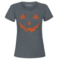 thumbnail image 1 of Shop4Ever Women's Jack O'Lantern Costume Pumpkin Face Halloween Graphic T-Shirt Large Dark Heather, 1 of 5