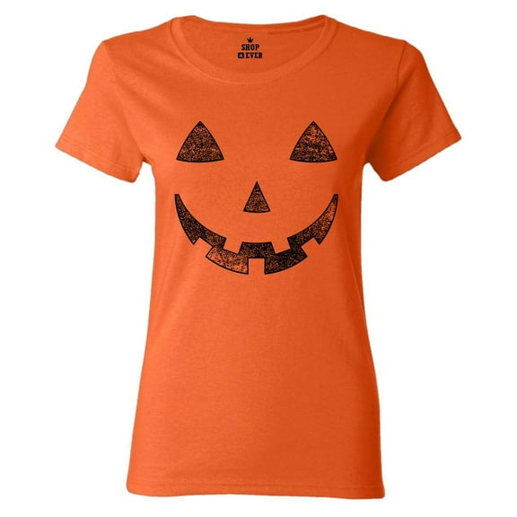 Shop4Ever Women's Jack O' Lantern Halloween Pumpkin Costume Graphic T-Shirt Large Orange