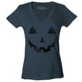 thumbnail image 1 of Shop4Ever Women's Jack O' Lantern Halloween Pumpkin Costume Slim Fit V-Neck T-Shirt Medium Charcoal, 1 of 5