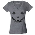 thumbnail image 1 of Shop4Ever Women's Jack O' Lantern Halloween Pumpkin Costume Slim Fit V-Neck T-Shirt XX-Large Heather Charcoal, 1 of 5