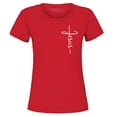 thumbnail image 1 of Shop4Ever Women's Jesus Cross Cursive Script Small  Graphic T-Shirt X-Large Red, 1 of 5