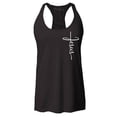 thumbnail image 1 of Shop4Ever Women's Jesus Cross Cursive Script Small  Racerback Tank Top Small Black, 1 of 5